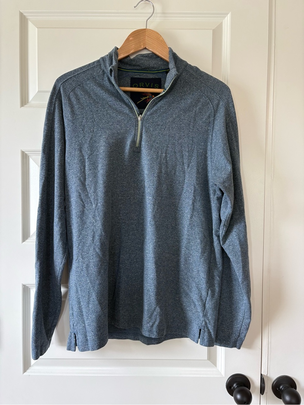 Orvis Men's Slate Blue Quarter-Zip Performance Sweater